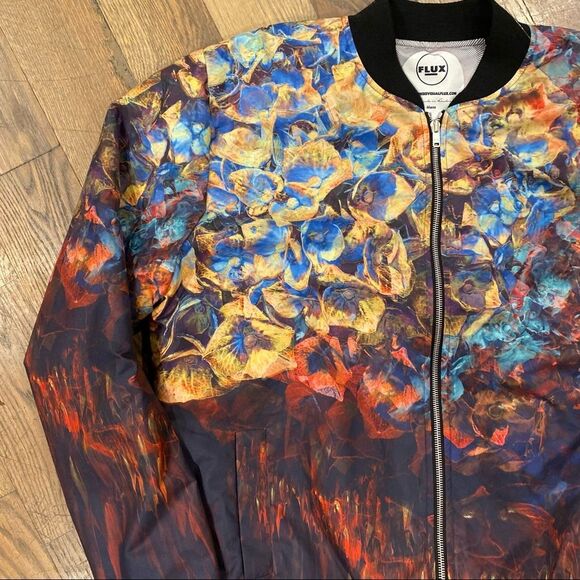Flux Luxury Multicolor Printed Bomber Mens Jacket Size Large - Picture 5 of 14